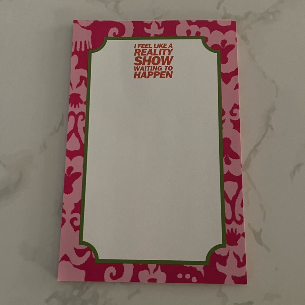 I Feel Like a Reality Show Waiting to Happen Humorous Pink and White Notepad